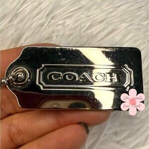 2” y2k COACH Vintage Silver Fob Bag Charm Hang tag Hangtag